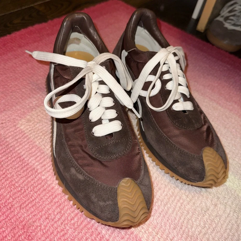 Loewe Flow Runner Nylon and Suede Sneakers in Chocolate Brown ‘Shitake Mushroom’ - Picture 15 of 16